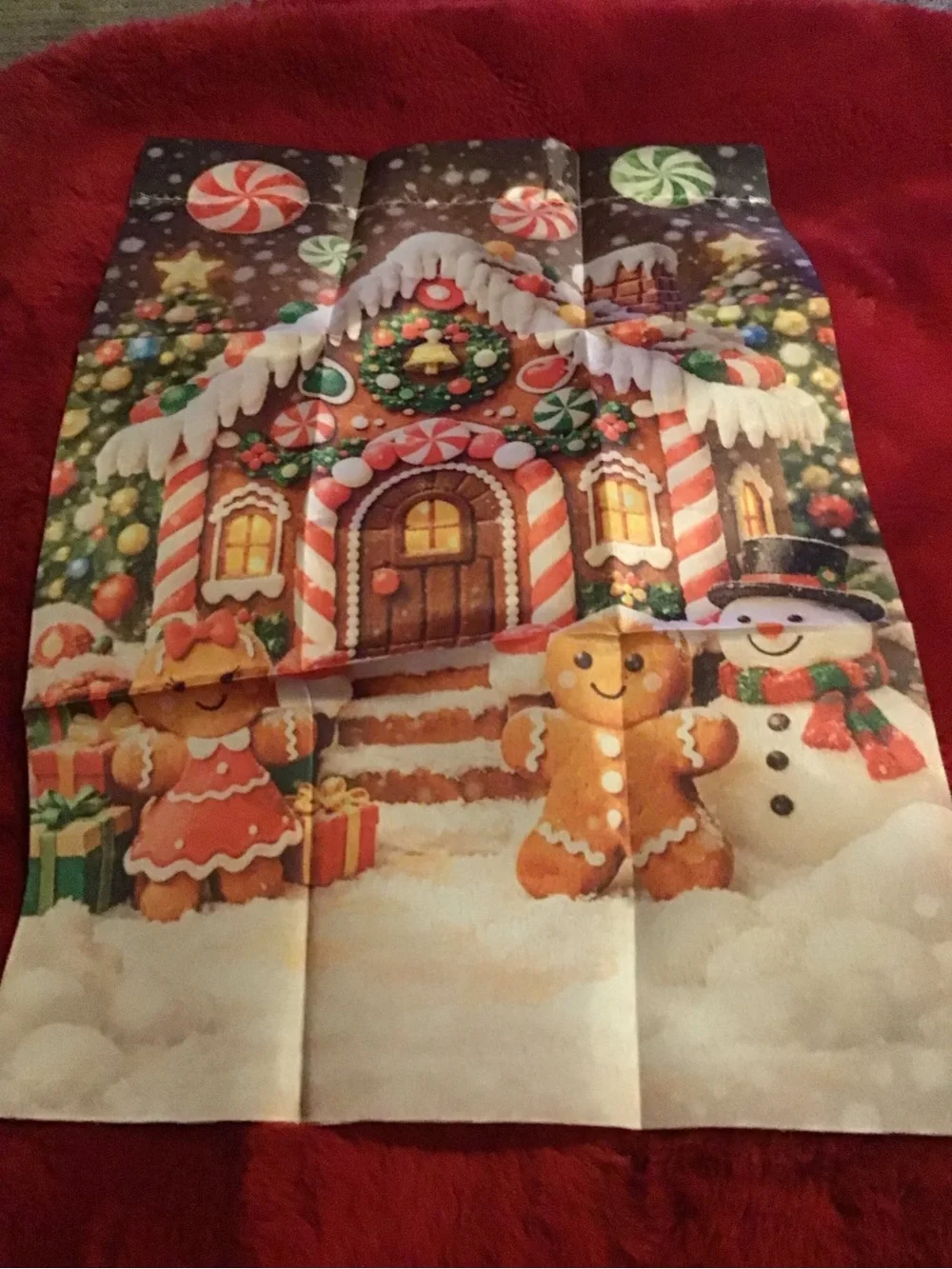 Festive Gingerbread House mini garden flag - Red/White